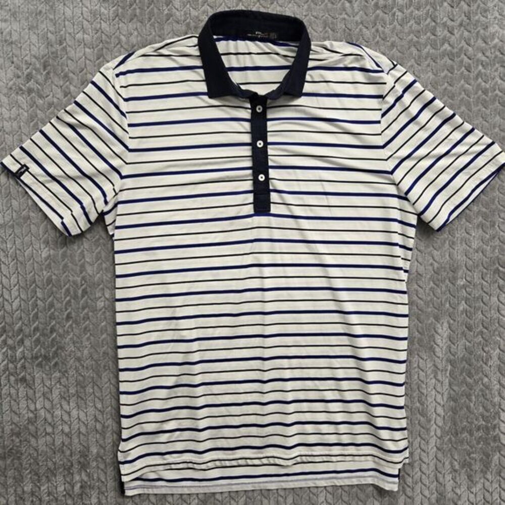 RLX Ralph Lauren‎ Golf Polo Shirt Mens Size XL* Dark Blue White Black Striped